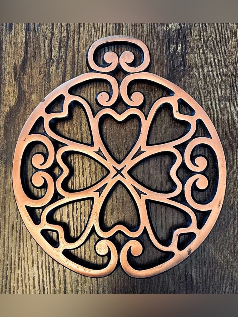 ✨ Rare Vintage Pampered Chef 2007 "Round-Up From The Heart" Cast Iron Trivet ✨